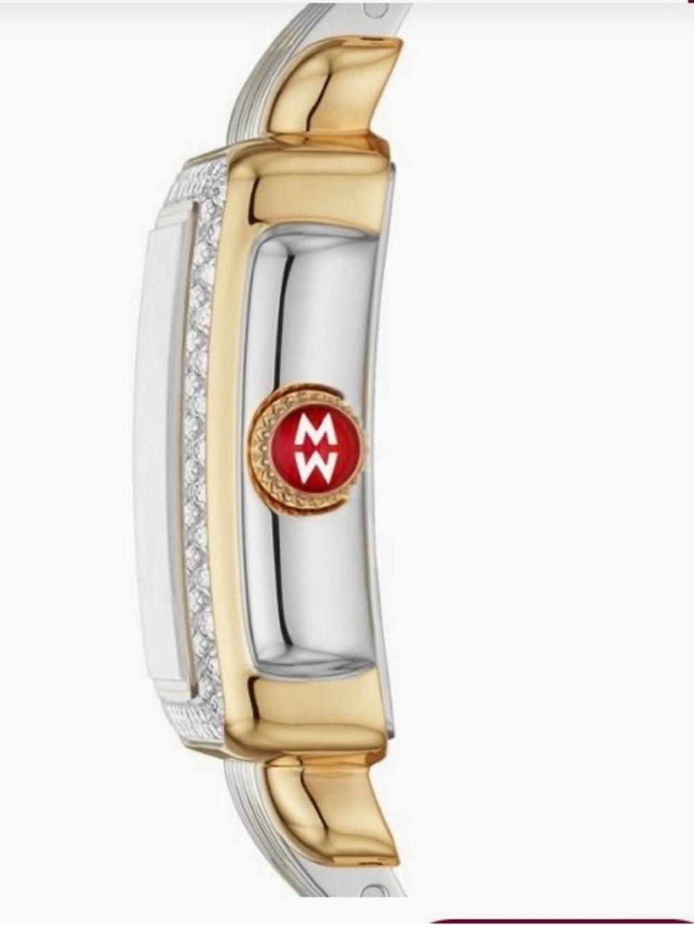Michele Deco Mini Two-Tone 18k Gold Diamond Watch double strap Like New - Picture 2 of 8